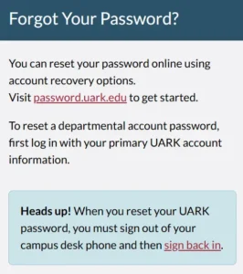 How to reset UARK Blackboard password
